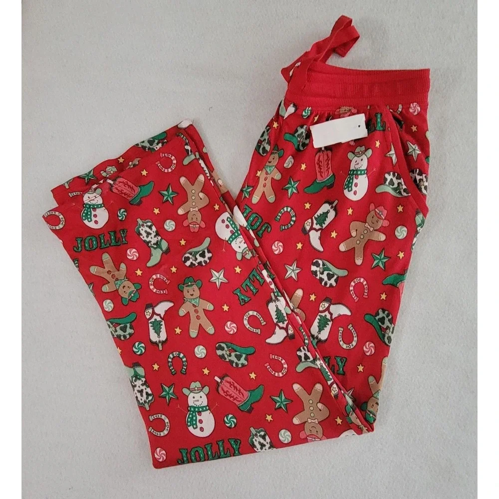 Magical Season Men's Red Gingerbread Christmas Pajama Pants Large NWT